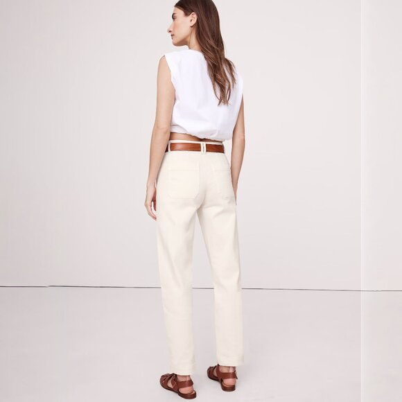 Banana Republic Weekender Slim Barrel Leg Pant Ecru Size 6 NEW NWT - Picture 2 of 11